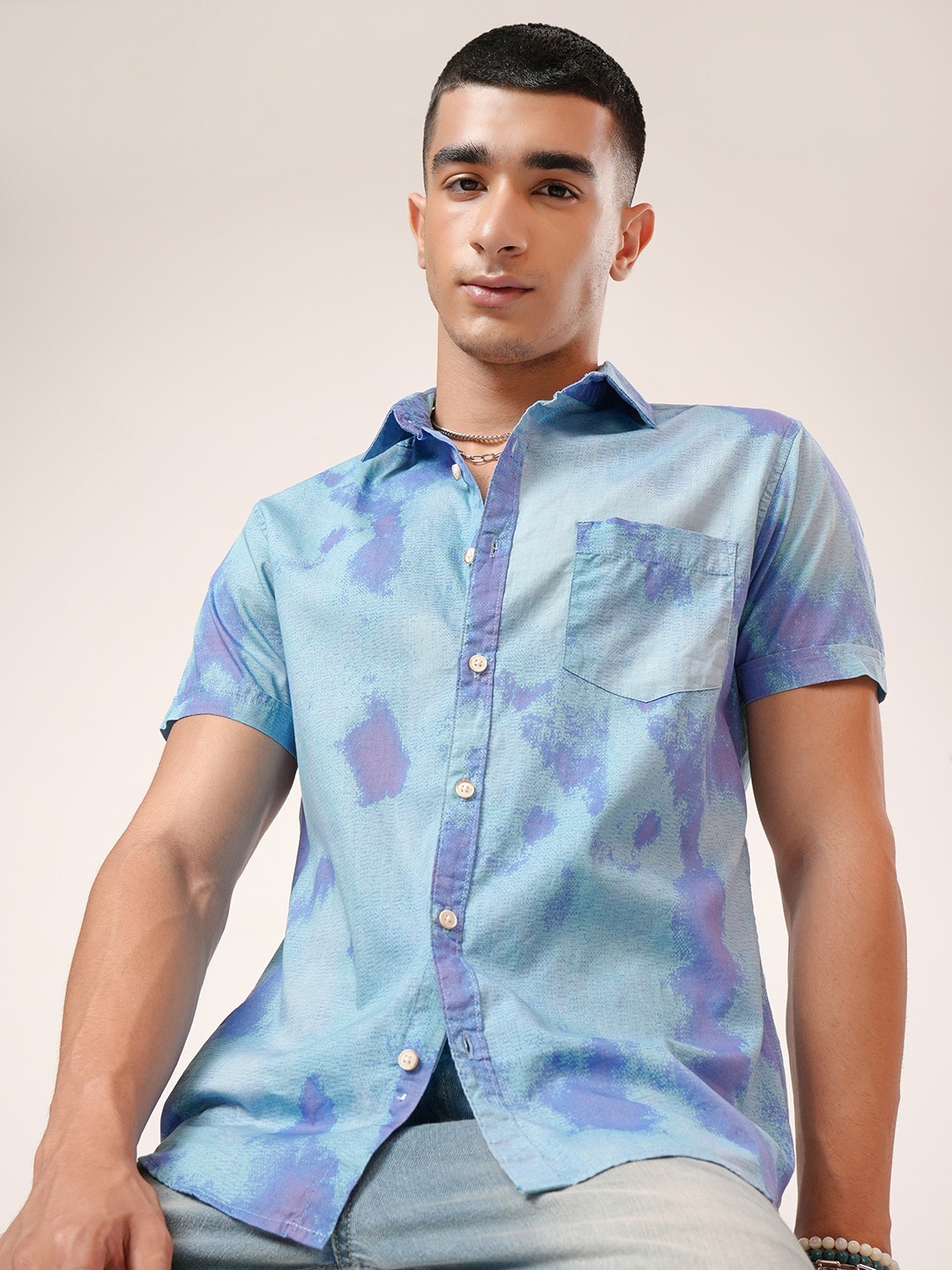 

HIGHLANER Printed Casual Shirt, Blue