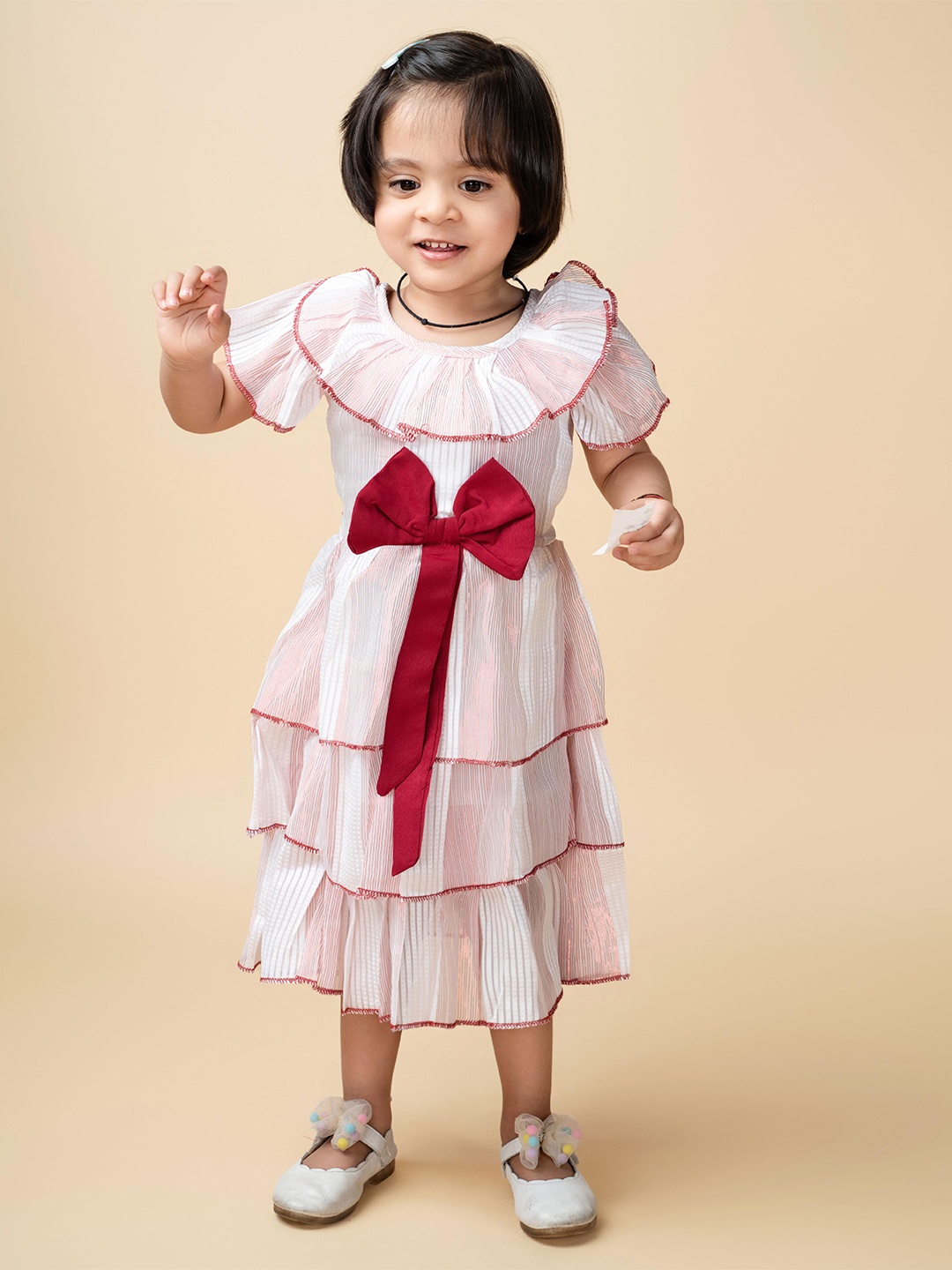 

SWAADHI Girls Fit & Flare Dress, Cream