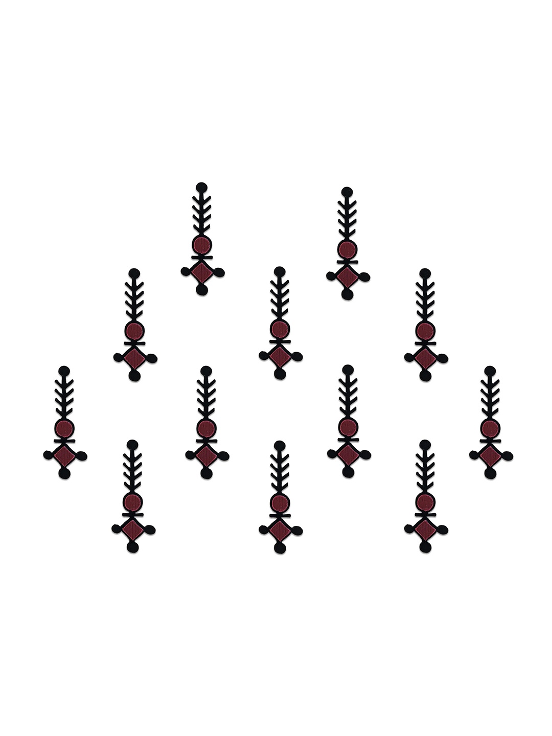 

Comet Busters 12-Pcs Handmade Traditional Designer Bindi - Black & Maroon