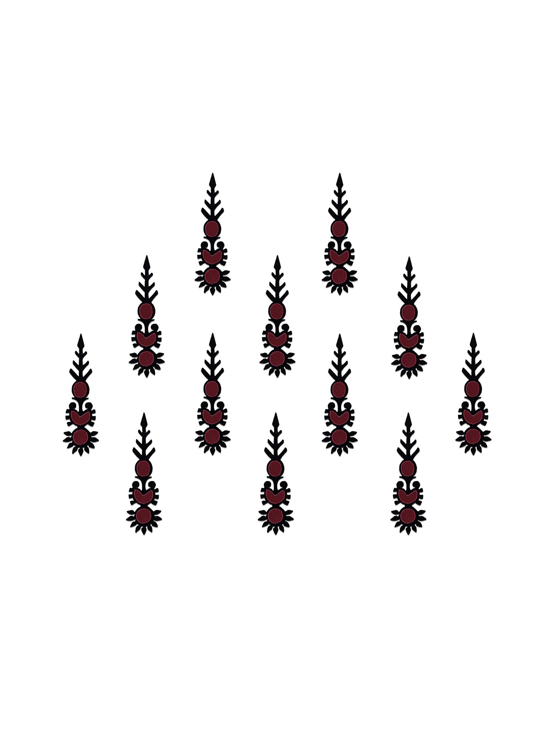 

Comet Busters 12-Pcs Handmade Traditional Designer Bindi - Black & Maroon