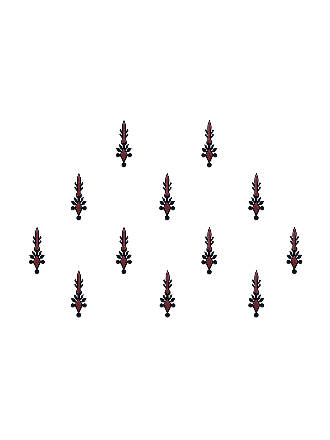 

Comet Busters 12-Pcs Handmade Traditional Designer Bindi - Black & Maroon