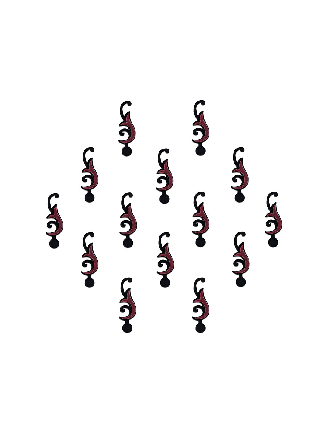 

Comet Busters 14-Pcs Handmade Traditional Designer Bindi - Black & Maroon
