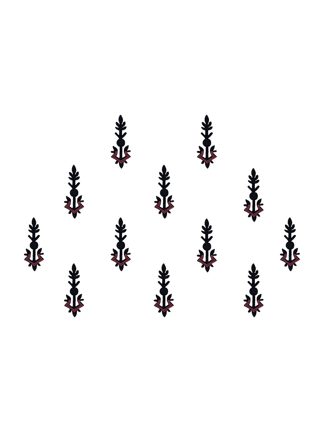 

Comet Busters 12-Pcs Handmade Traditional Designer Bindi - Black & Maroon