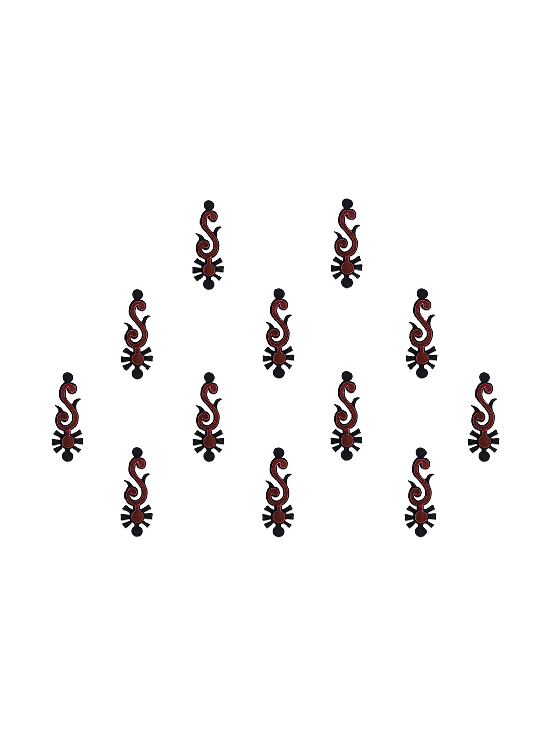 

Comet Busters 12-Pcs Handmade Traditional Designer Bindi - Black & Maroon