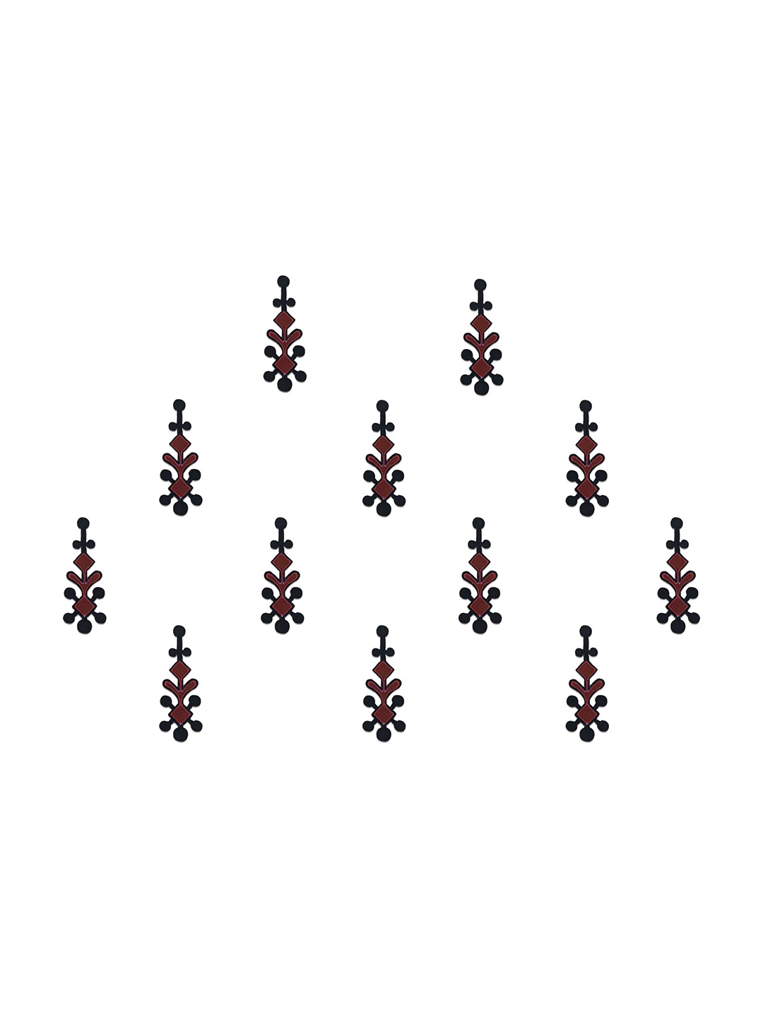 

Comet Busters 12-Pcs Handmade Traditional Designer Bindi - Black & Maroon