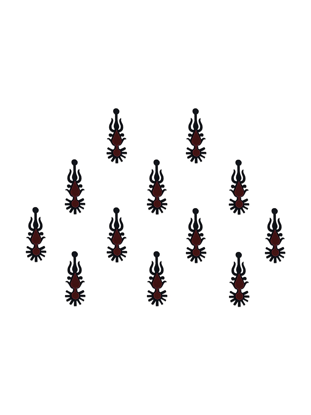 

Comet Busters 12-Pcs Handmade Traditional Designer Bindi - Black & Maroon