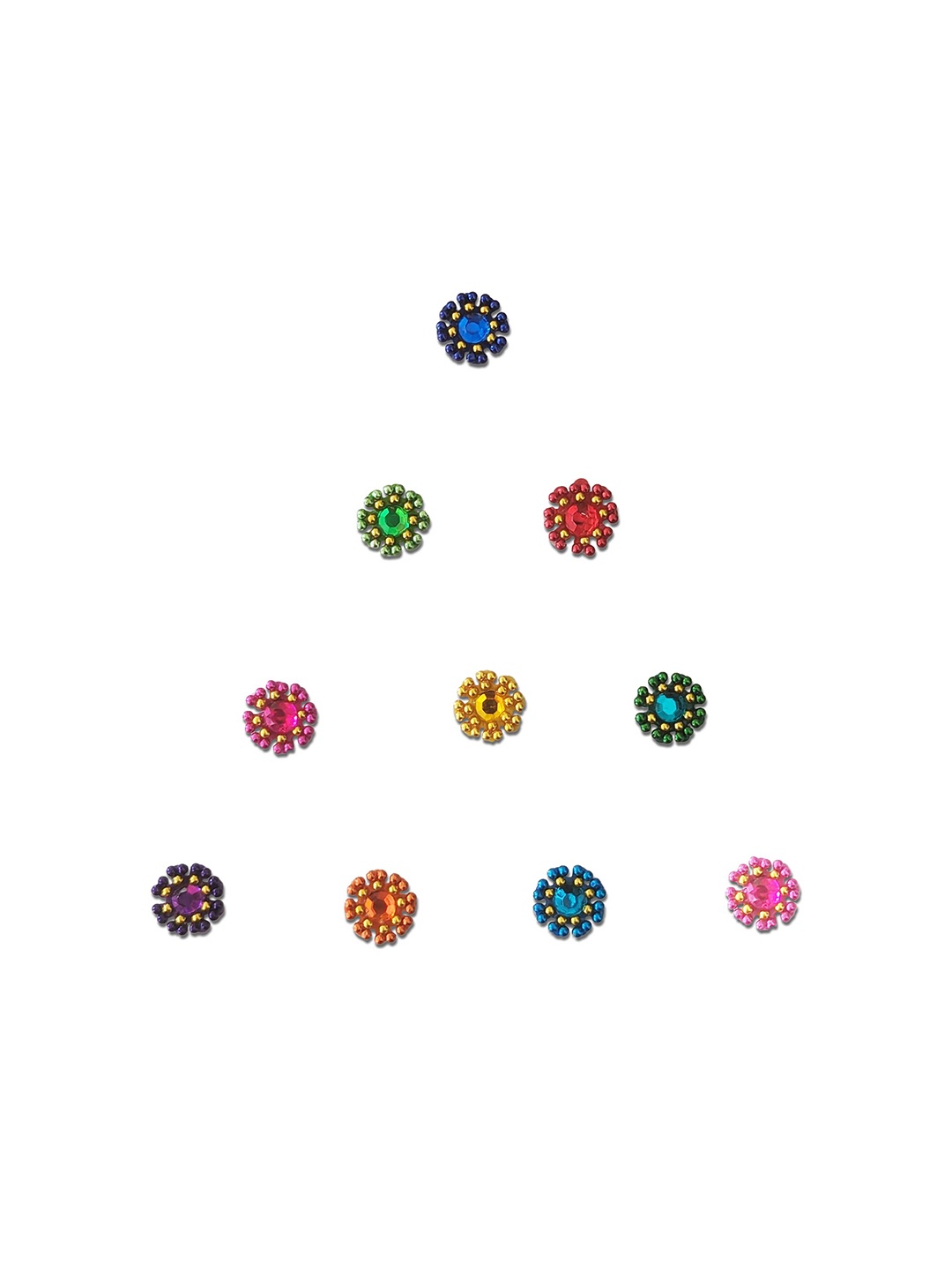 

Comet Busters 10-Pcs Handmade Traditional Designer Bindi - Multicolored, Multi