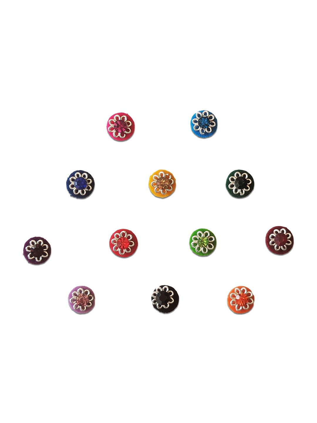 

Comet Busters 12-Pcs Handmade Traditional Designer Bindi - Multicolored, Multi