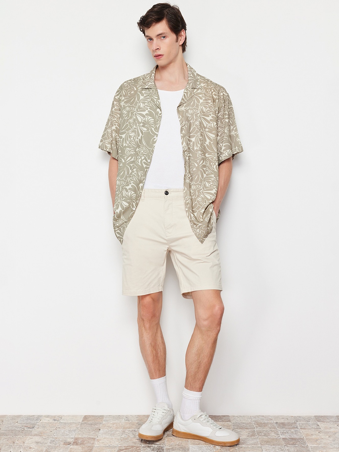 

Trendyol Opaque Printed Casual Shirt, Beige