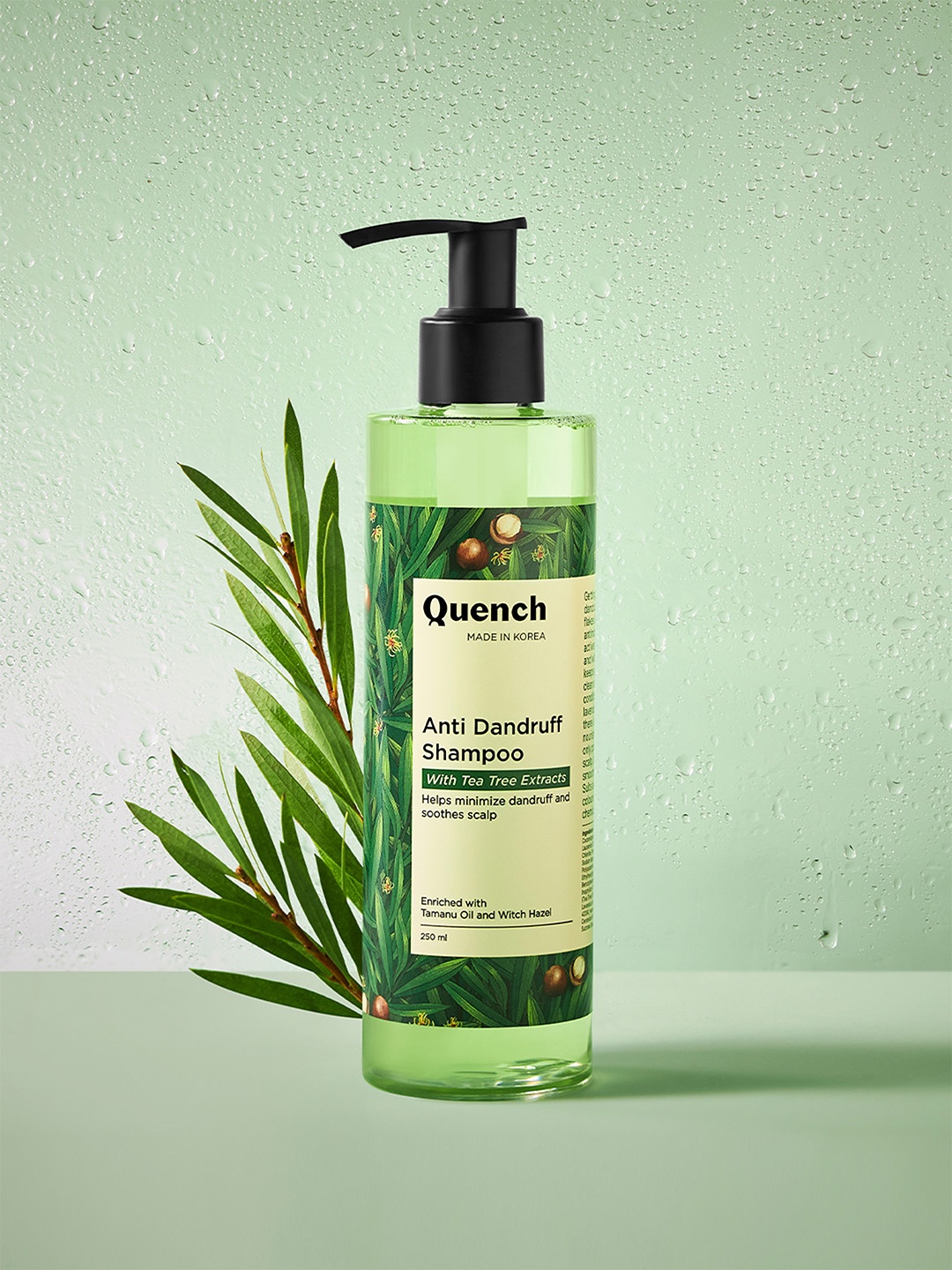 

Quench Anti Dandruff Shampoo With Tea Tree For Minimizing Dandruff & Soothing Scalp- 250ml, Green