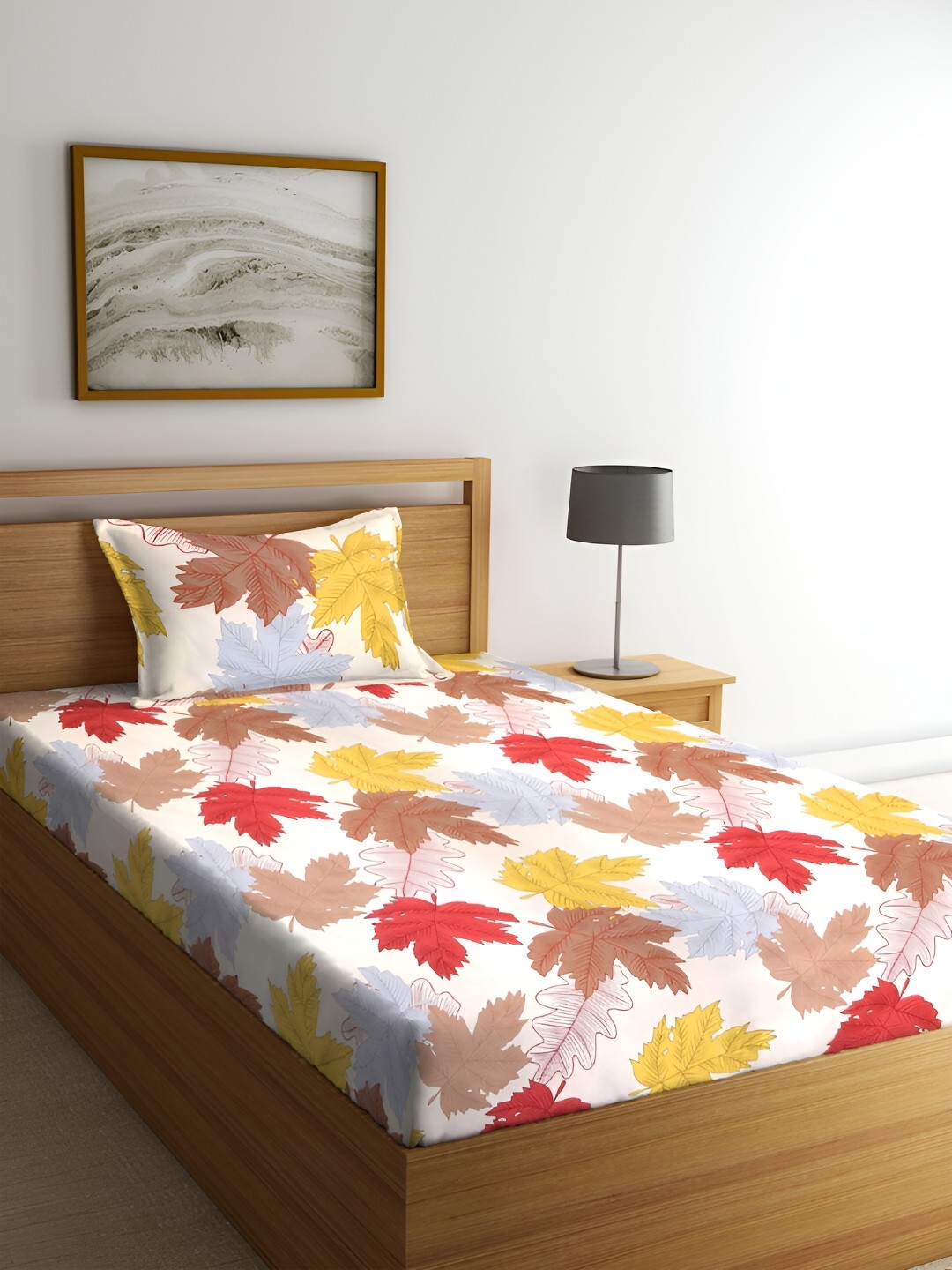 

Arrabi White & Red Floral 300 TC Single Bedsheet With 1 Pillow Cover