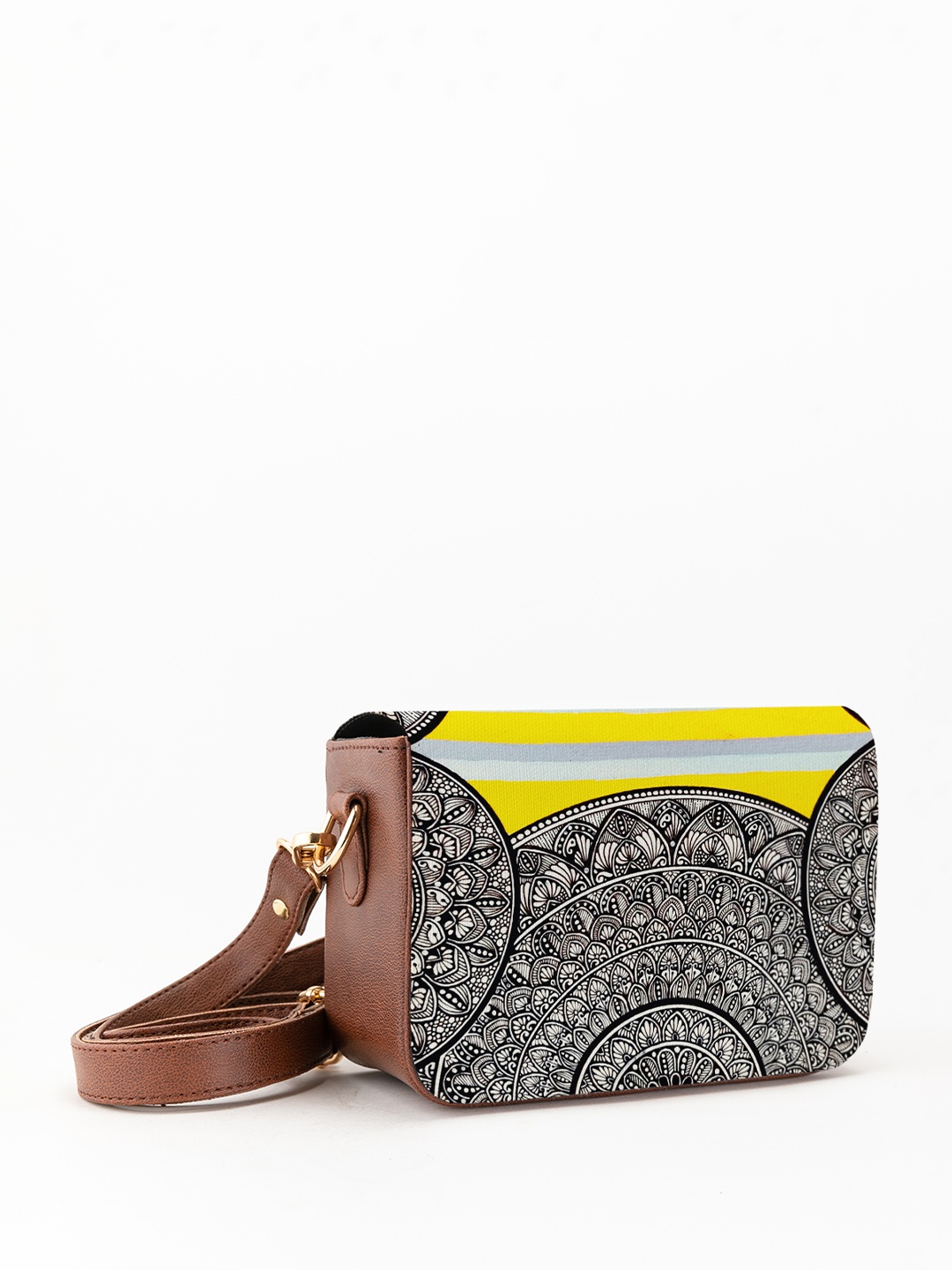 

Kalankit Ethnic Motifs Printed Swagger Sling Bag, Yellow