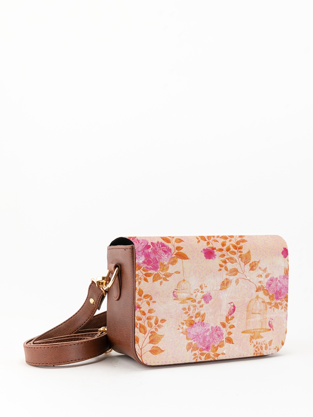 

Kalankit Floral Printed Structured Sling Bag, White