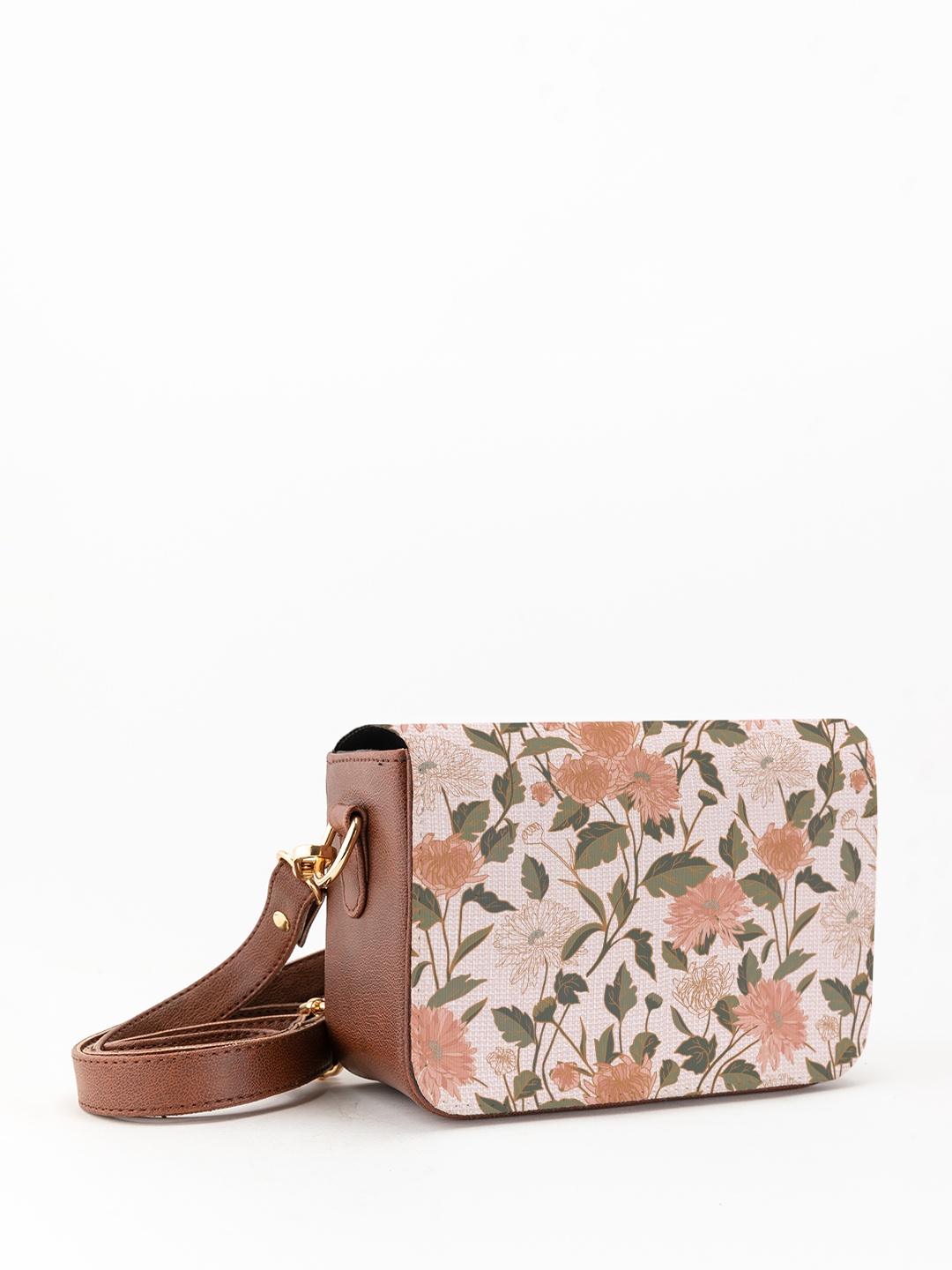 

Kalankit Floral Printed Structured Sling Bag, White