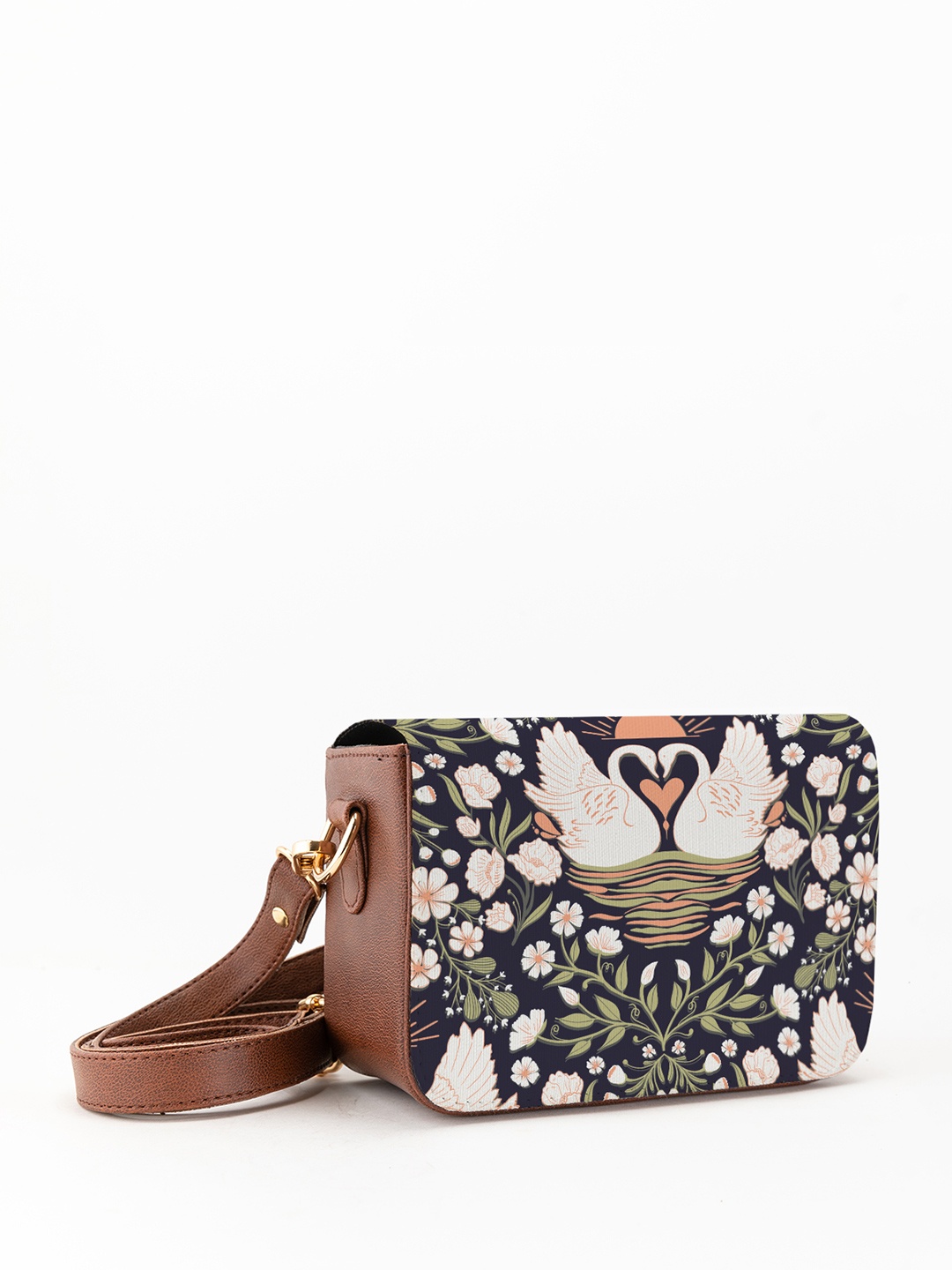 Kalankit Floral Printed Swagger Sling Bag, White