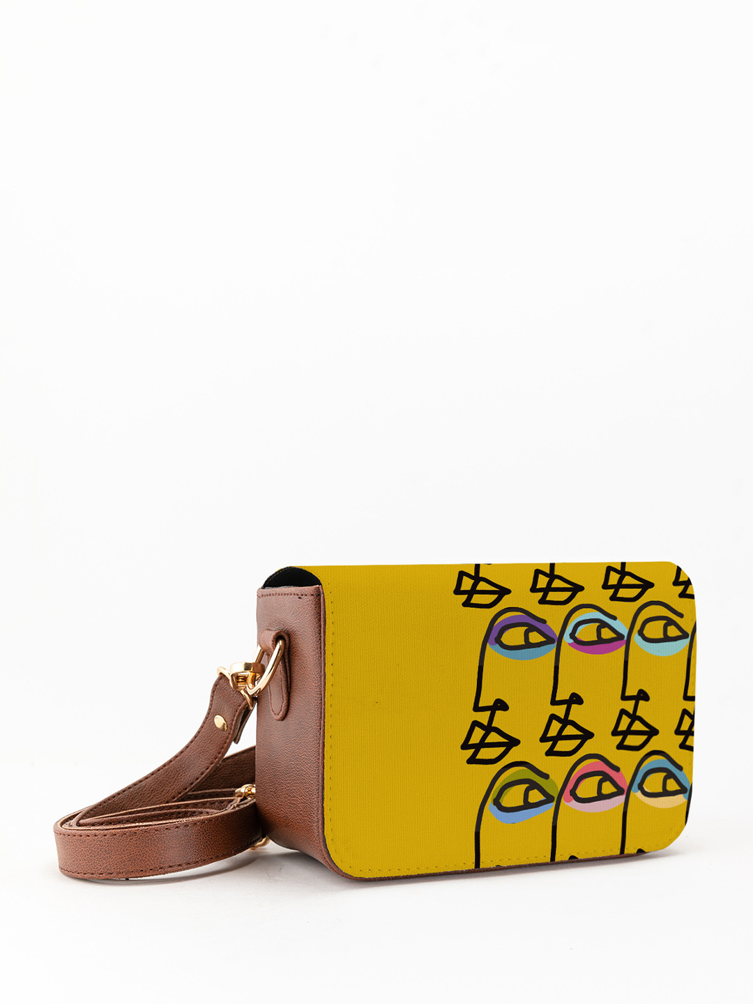 

Kalankit Graphic Printed Structured Crossbody Sling Bag, Yellow