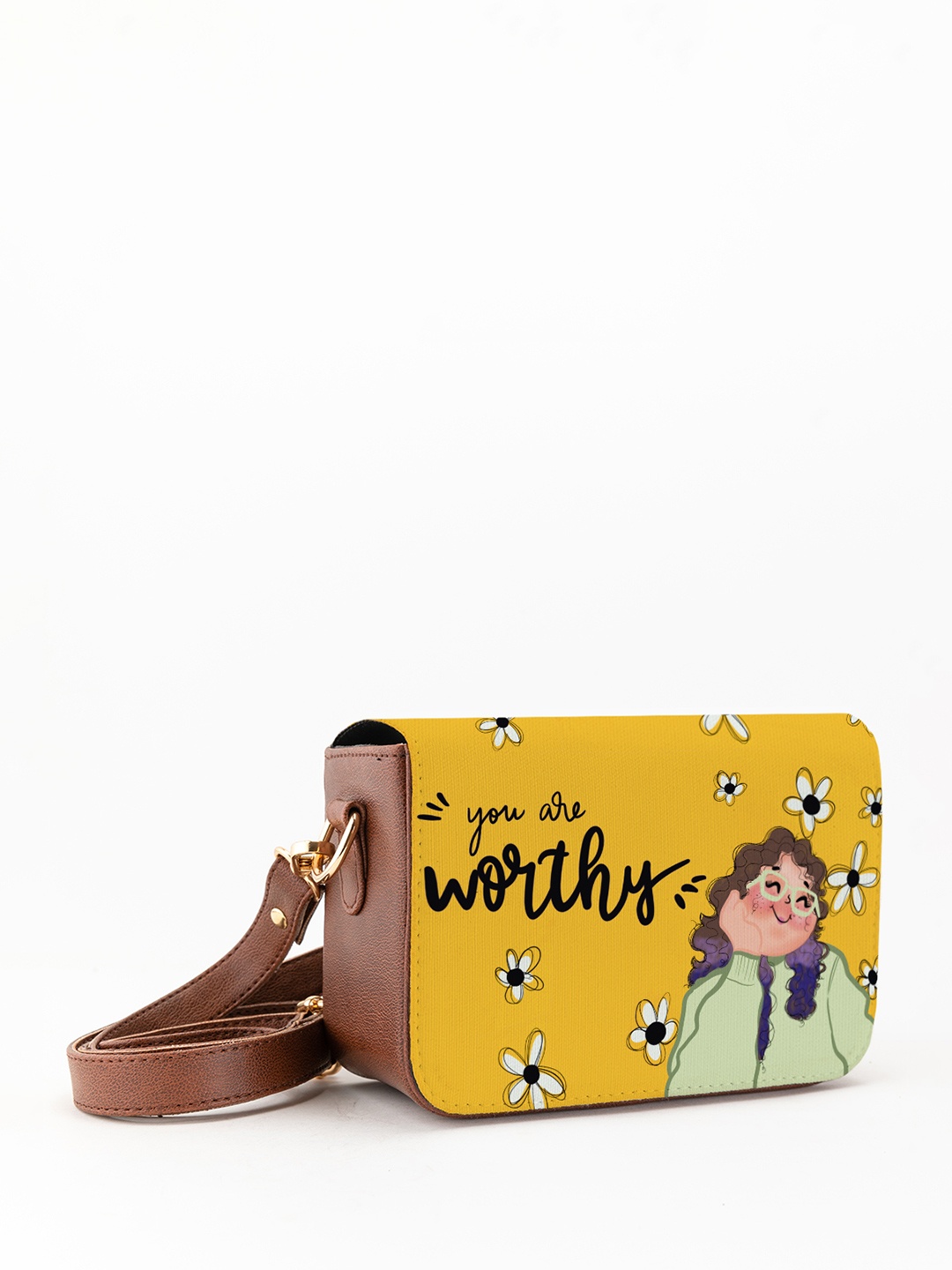 

Kalankit Graphic Printed Swagger Sling Bag, Yellow