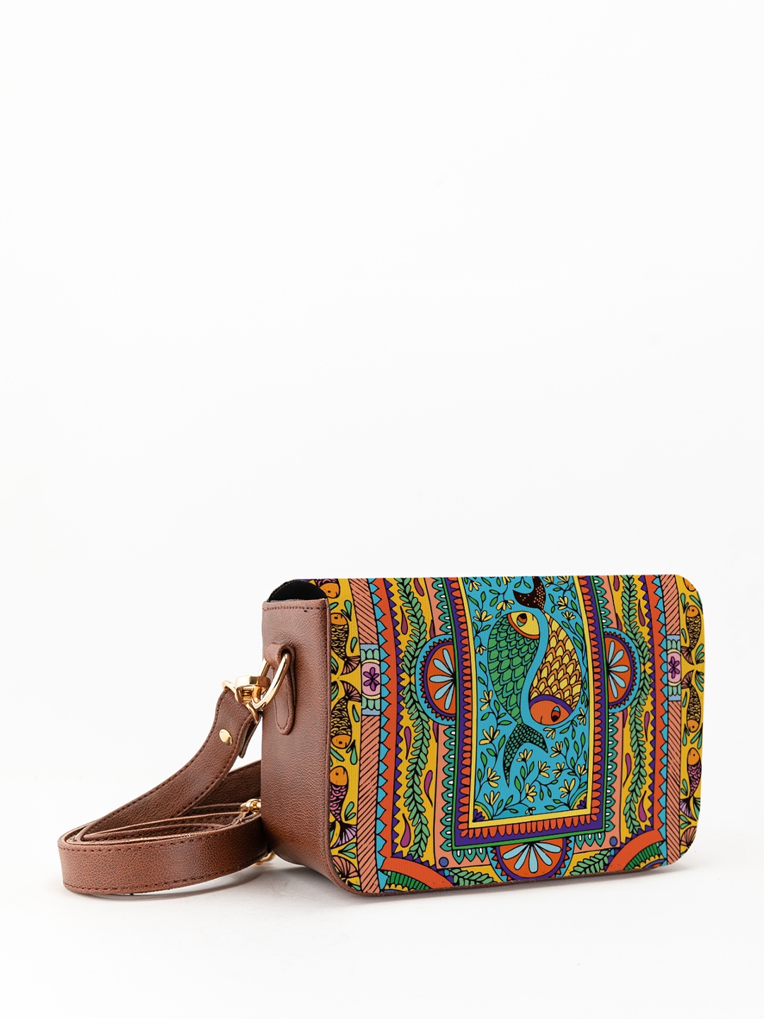 

Kalankit Ethnic Motifs Printed Swagger Sling Bag, Beige