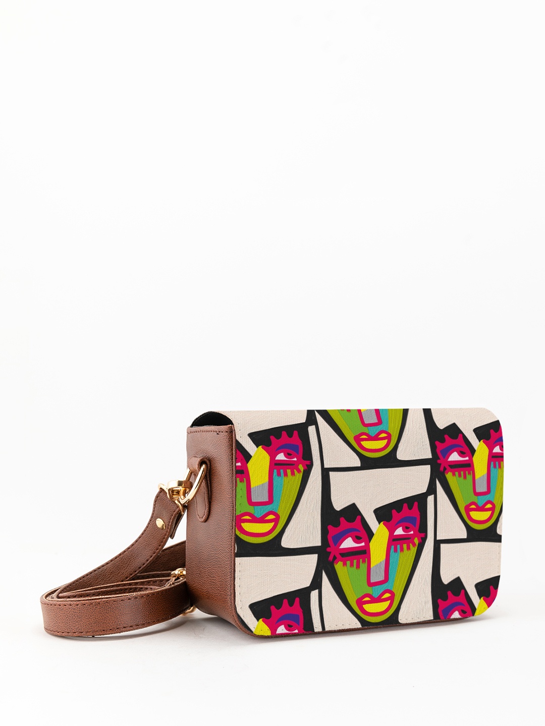 

Kalankit Graphic Printed Swagger Sling Bag, Brown