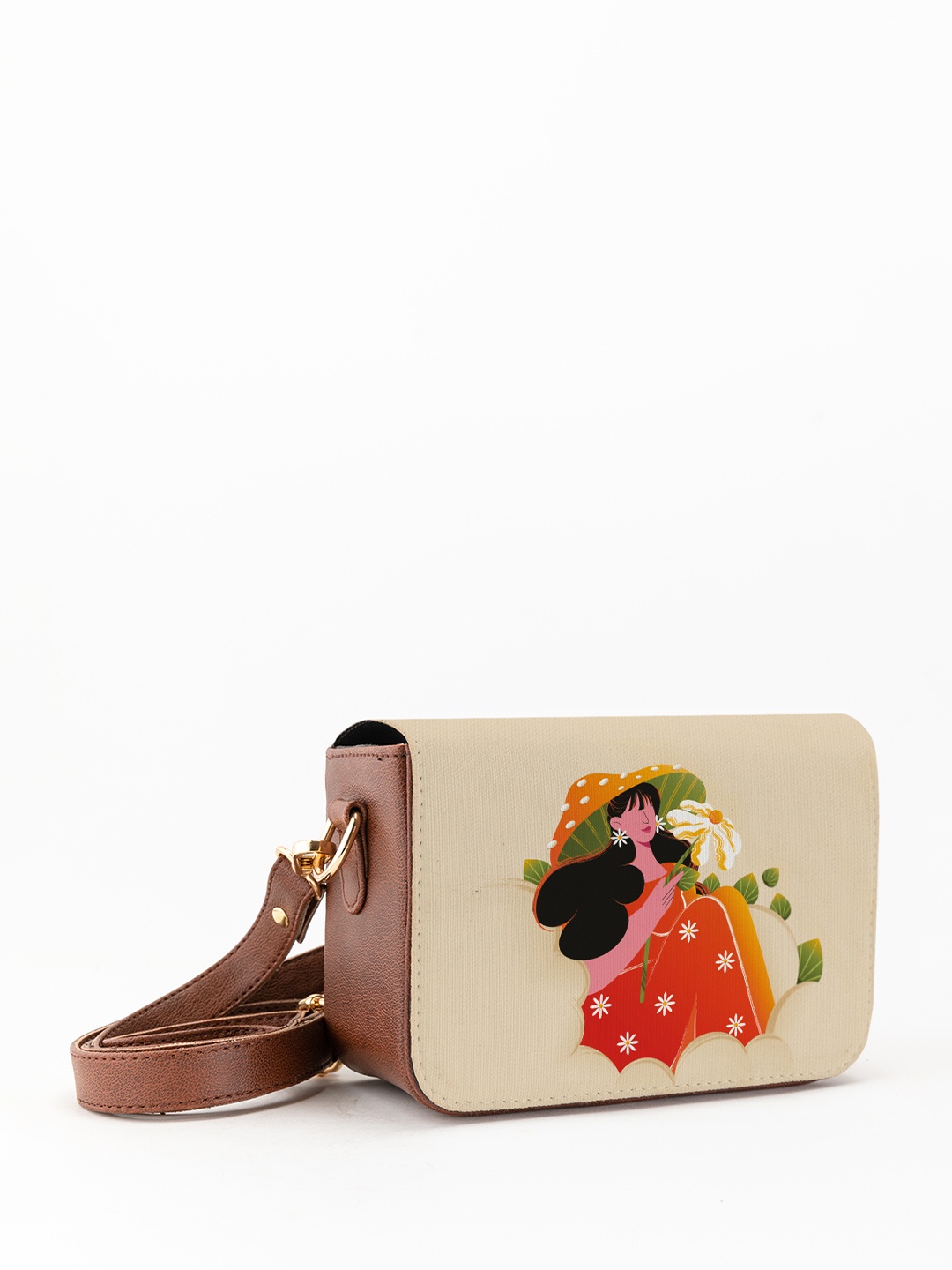 

Kalankit Graphic Printed Swagger Sling Bag, Orange