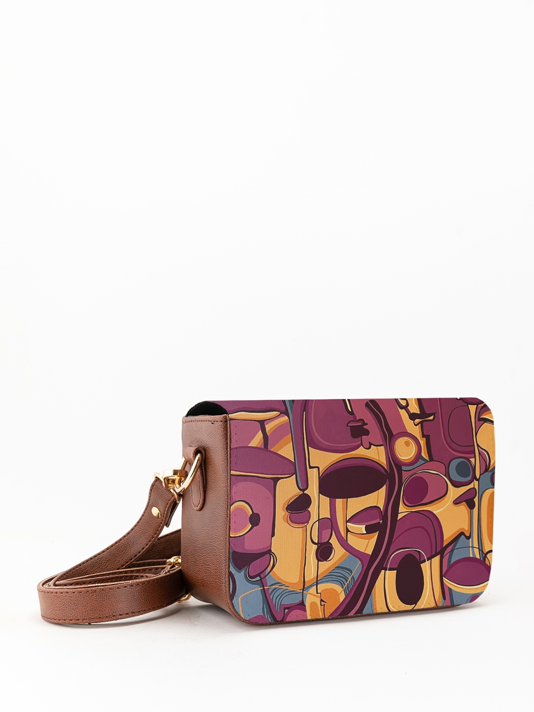 

Kalankit Graphic Printed Structured Sling Bag, Red