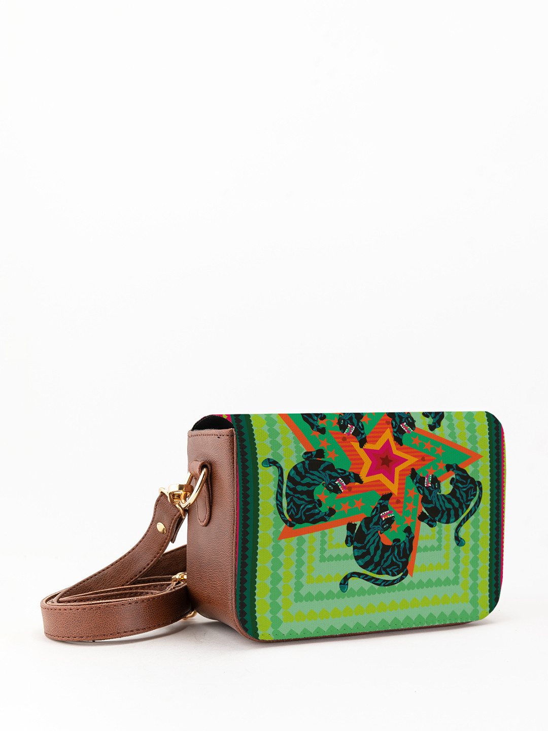 

Kalankit Floral Printed Swagger Sling Bag, Green