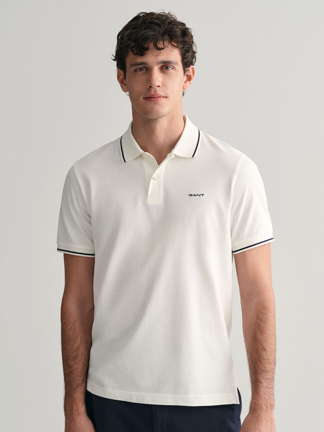 

GANT Solid Polo Neck Regular Fit T-Shirt, White