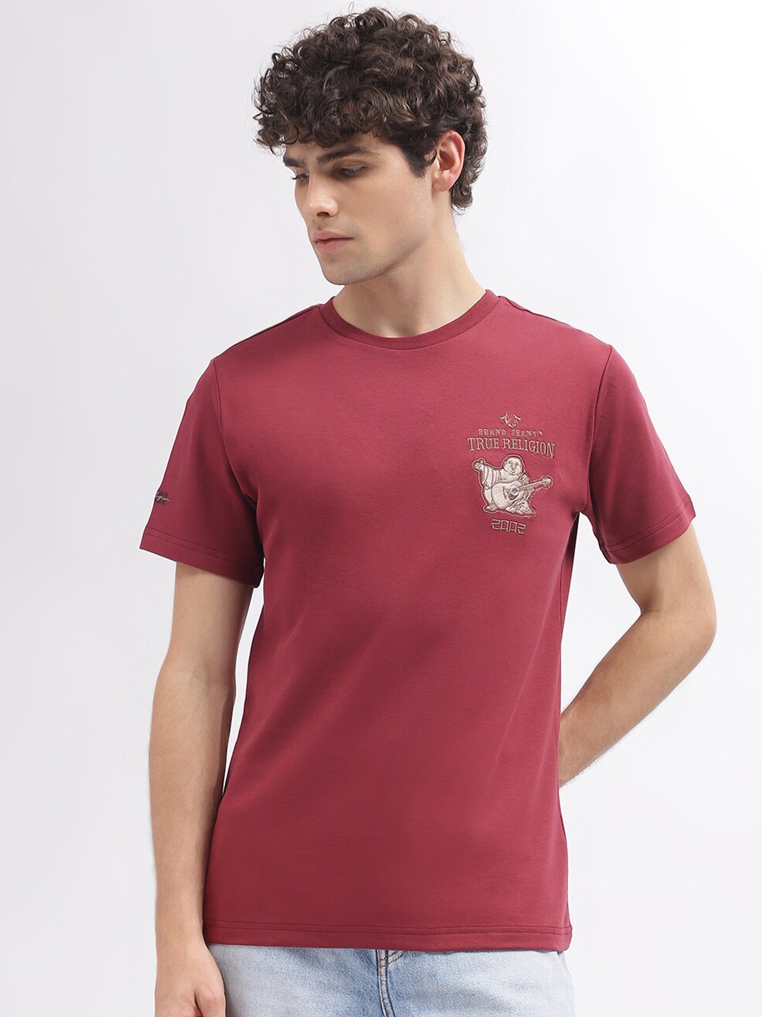 

True Religion Embroidered Cotton T-shirt, Red