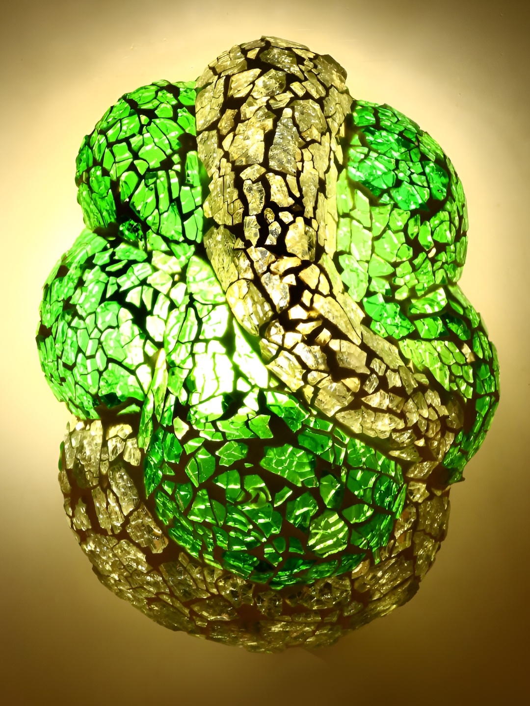 

1ST TIME Green & White Textured Glass Traditional Abstract Shaped Wall Lamp