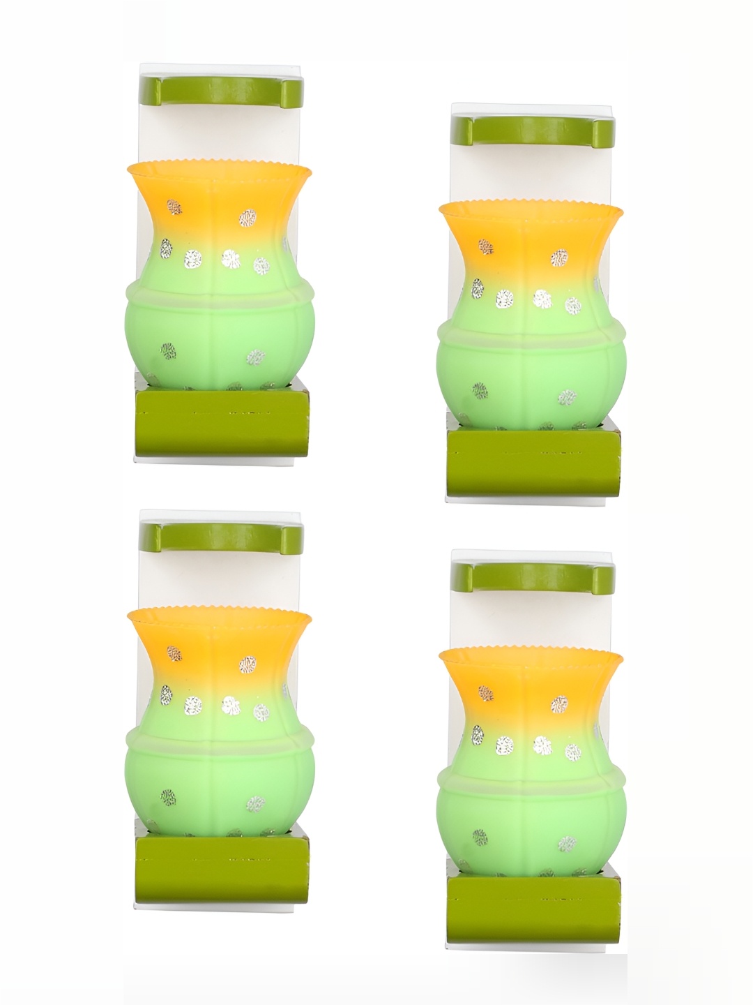 

1ST TIME Green & Orange 4 Pieces Printed Contemporary Glass Wall Lamps