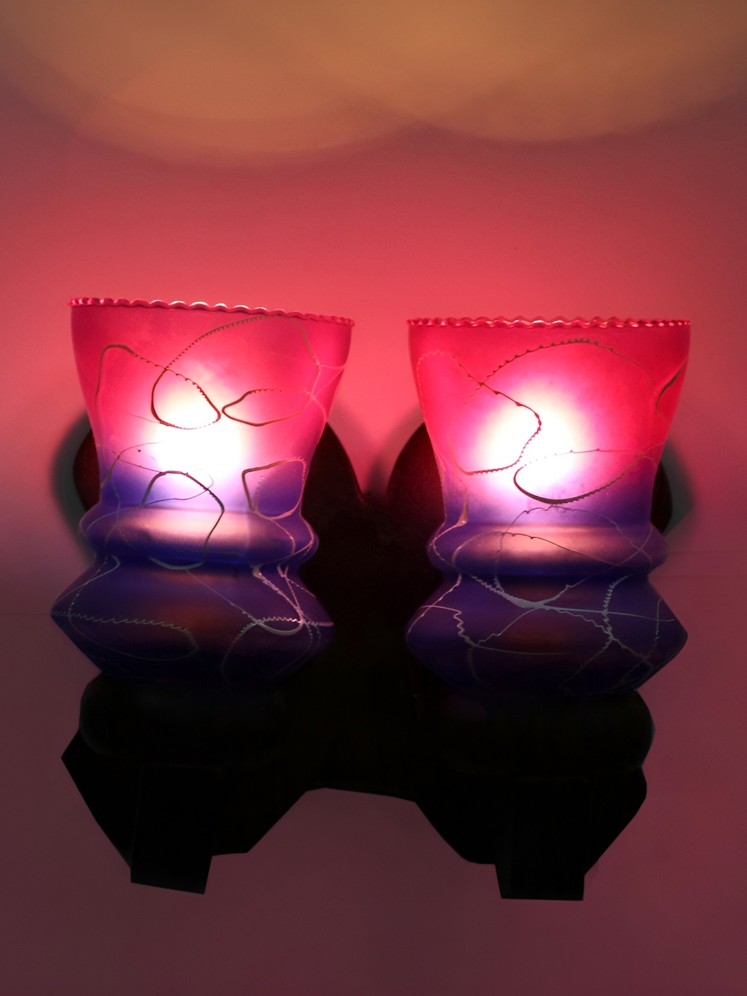 

1ST TIME Purple & Blue 2 Pieces Printed Contemporary Glass Wall Lamps