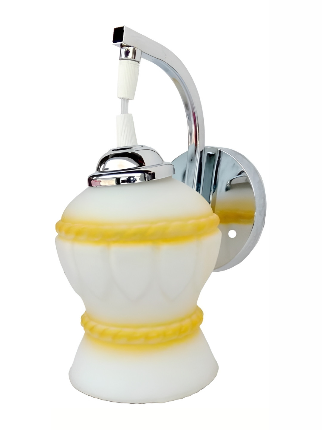 

1ST TIME White & Yellow Glass Printed Bell Shaped Glass Wall Lamp