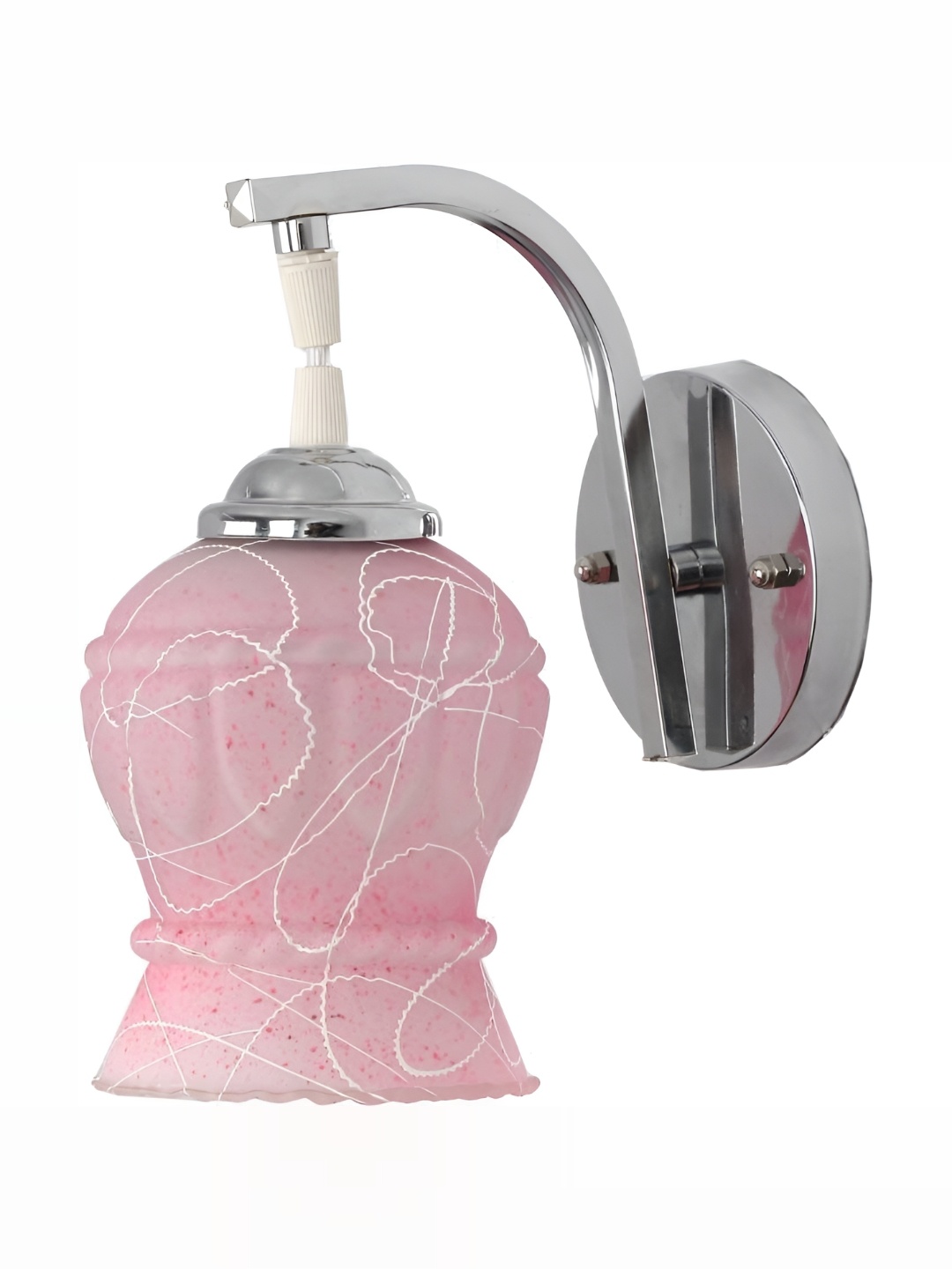 

1ST TIME Pink & Steel Printed Glass Traditional Abstract Shaped Shaped Wall Lamp