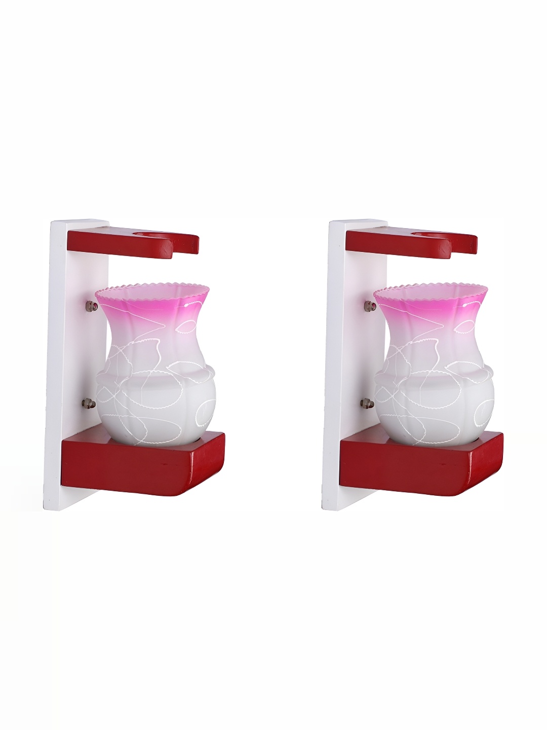 

1ST TIME Pink & White 2 Pieces Printed Contemporary Bell Shaped Glass Wall Lamp