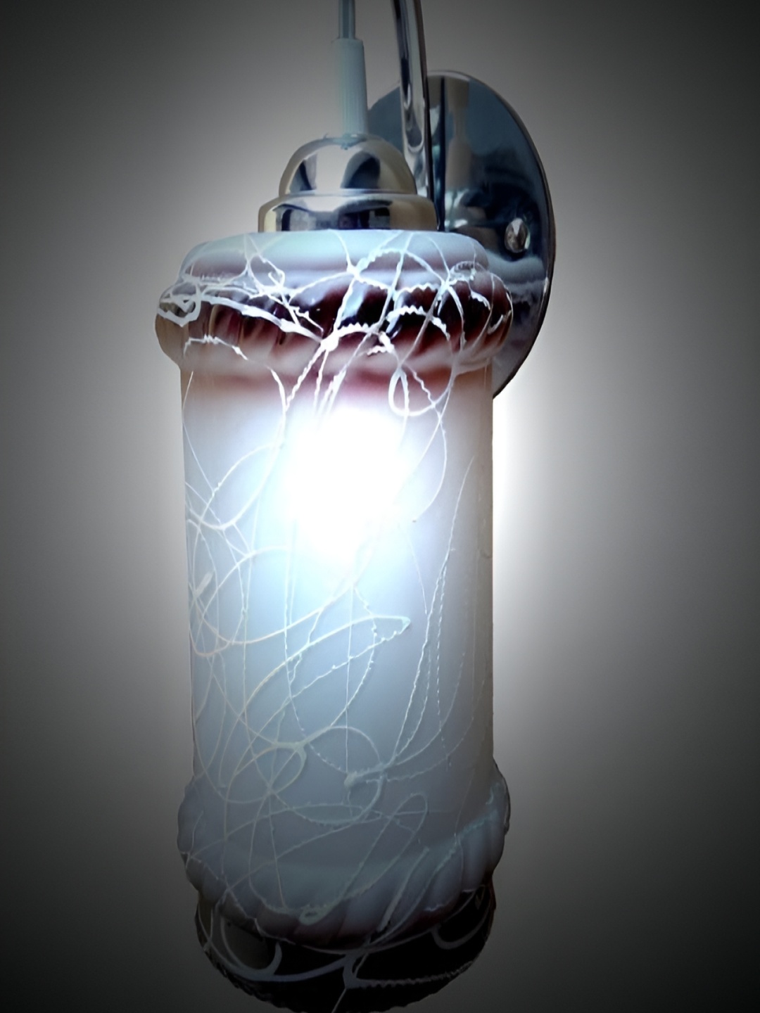 

1ST TIME White & Silver-Toned Textured Glass Traditional Cylinder Shaped Wall Lamp