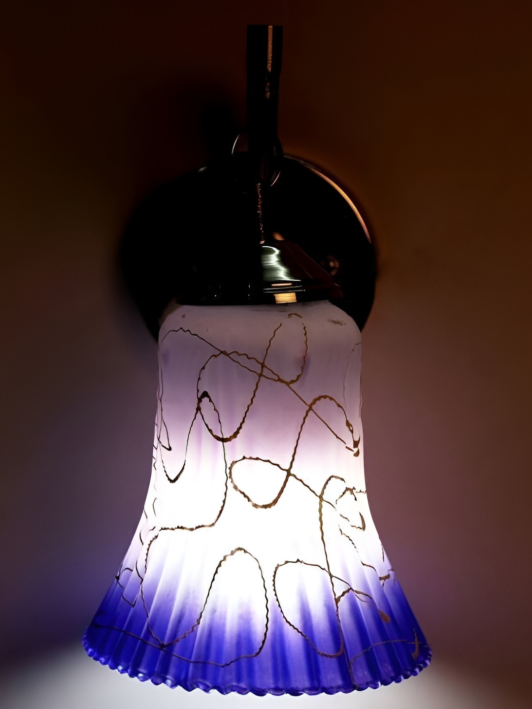 

1ST TIME White & Blue Textured Bell Self Assembly Glass Contemporary Wall Lamp