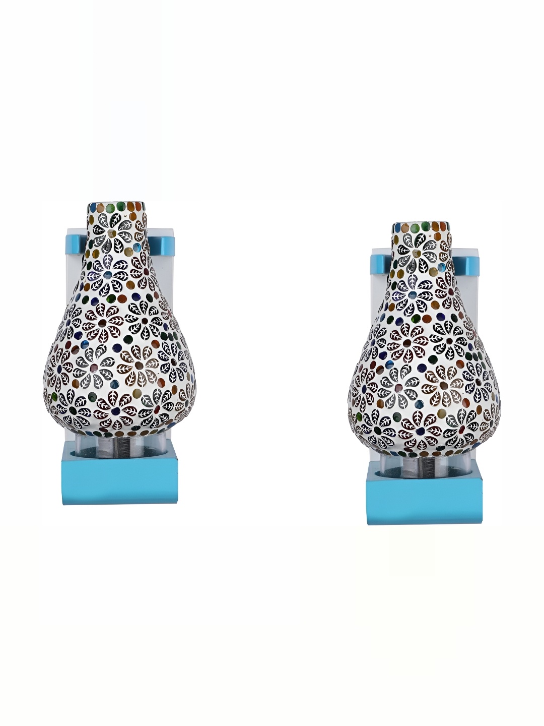 

1ST TIME White & Red 2 Pieces Textured Glass Contemporary Wall Lamps