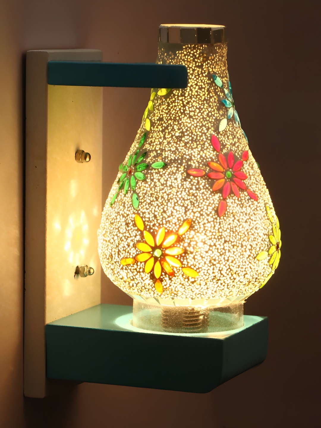 

1ST TIME White & Green Textured Abstract Shaped Glass Wall Lamp