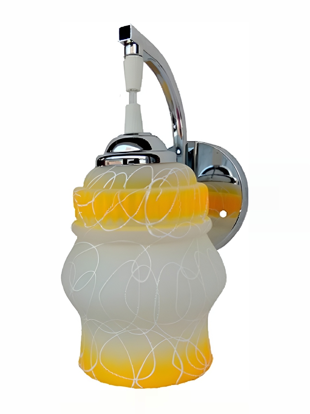 

1ST TIME White & Yellow 2 Pcs Printed Contemporary Abstract Shaped Glass Wall Lamp