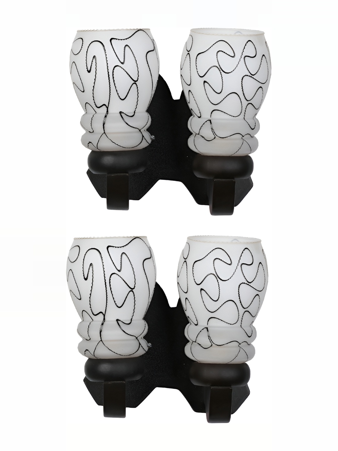 

1ST TIME White & Black 2 Pieces Glass Traditional Rectangle Shaped Wall Lamp