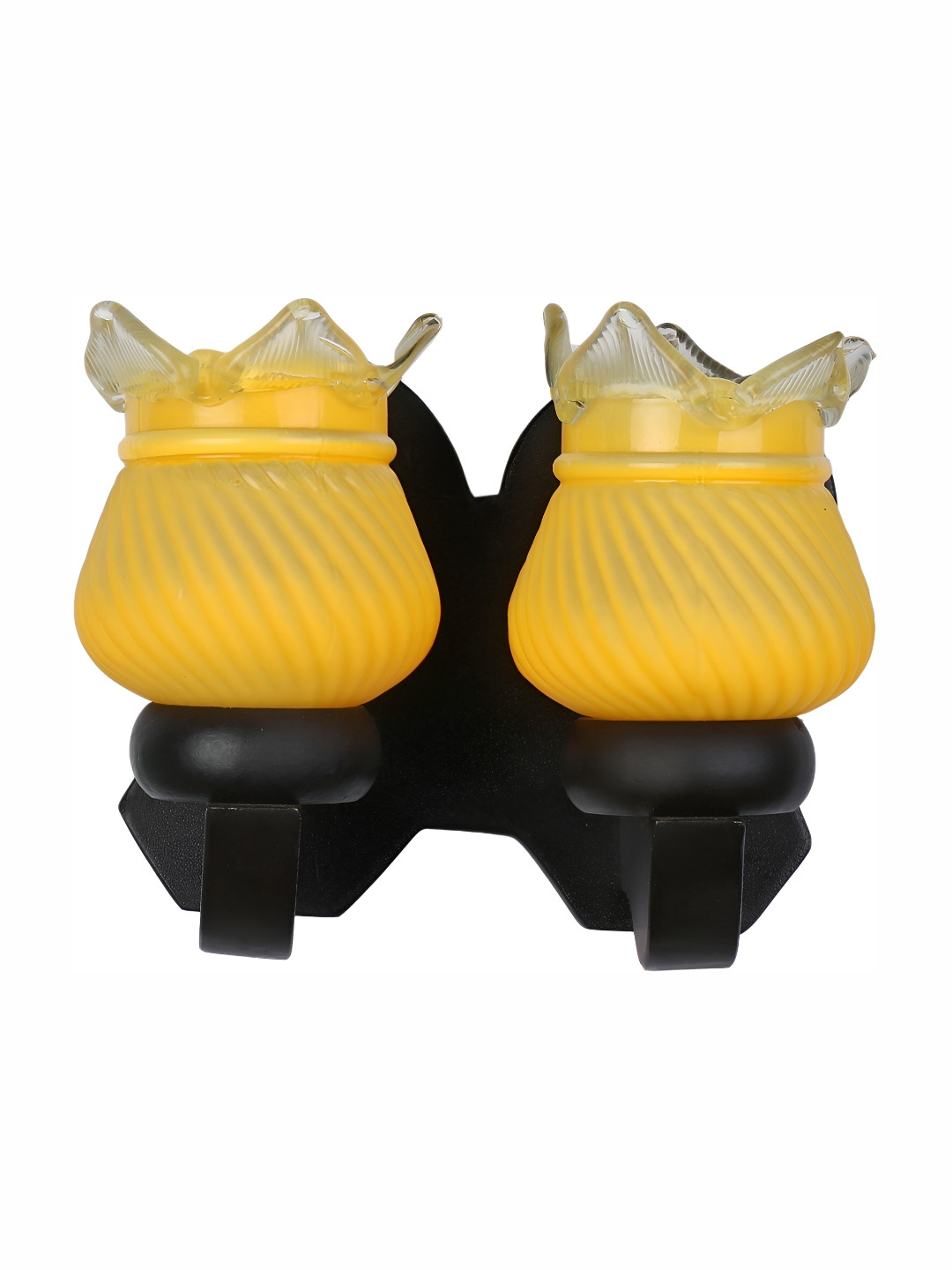 

1ST TIME Yellow & Black Textured Glass Contemporary Bell Shaped Shaped Wall Lamp