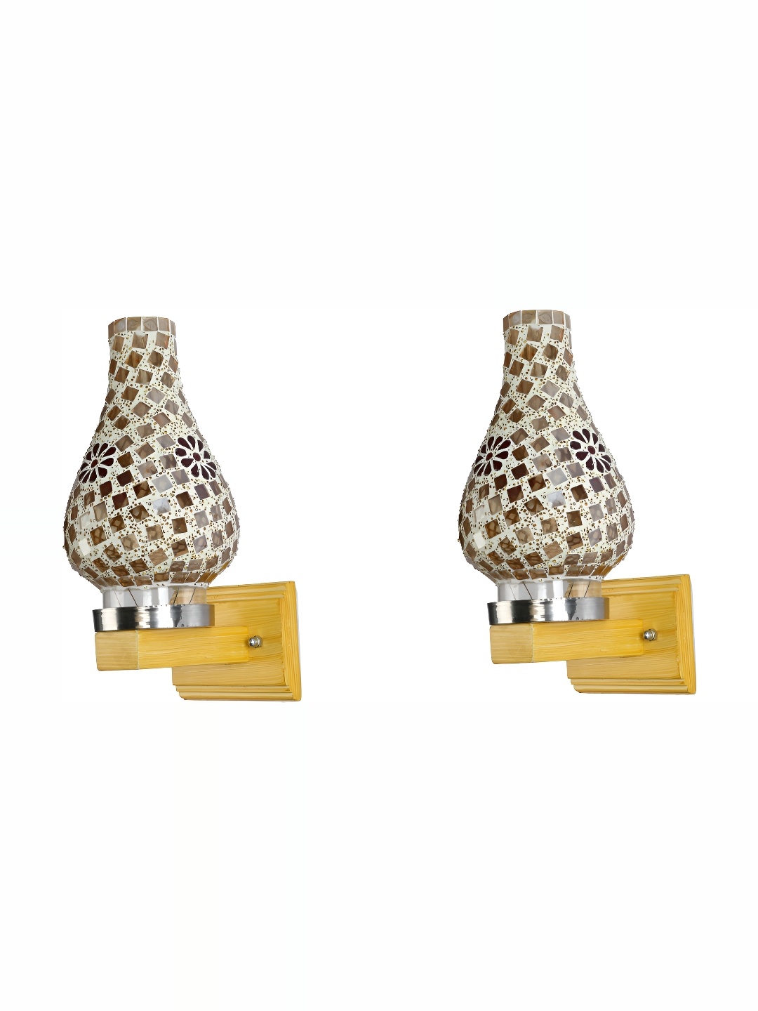 

1ST TIME White & Brown 2 Pieces Glass Traditional Spherical Shaped Wall Lamps