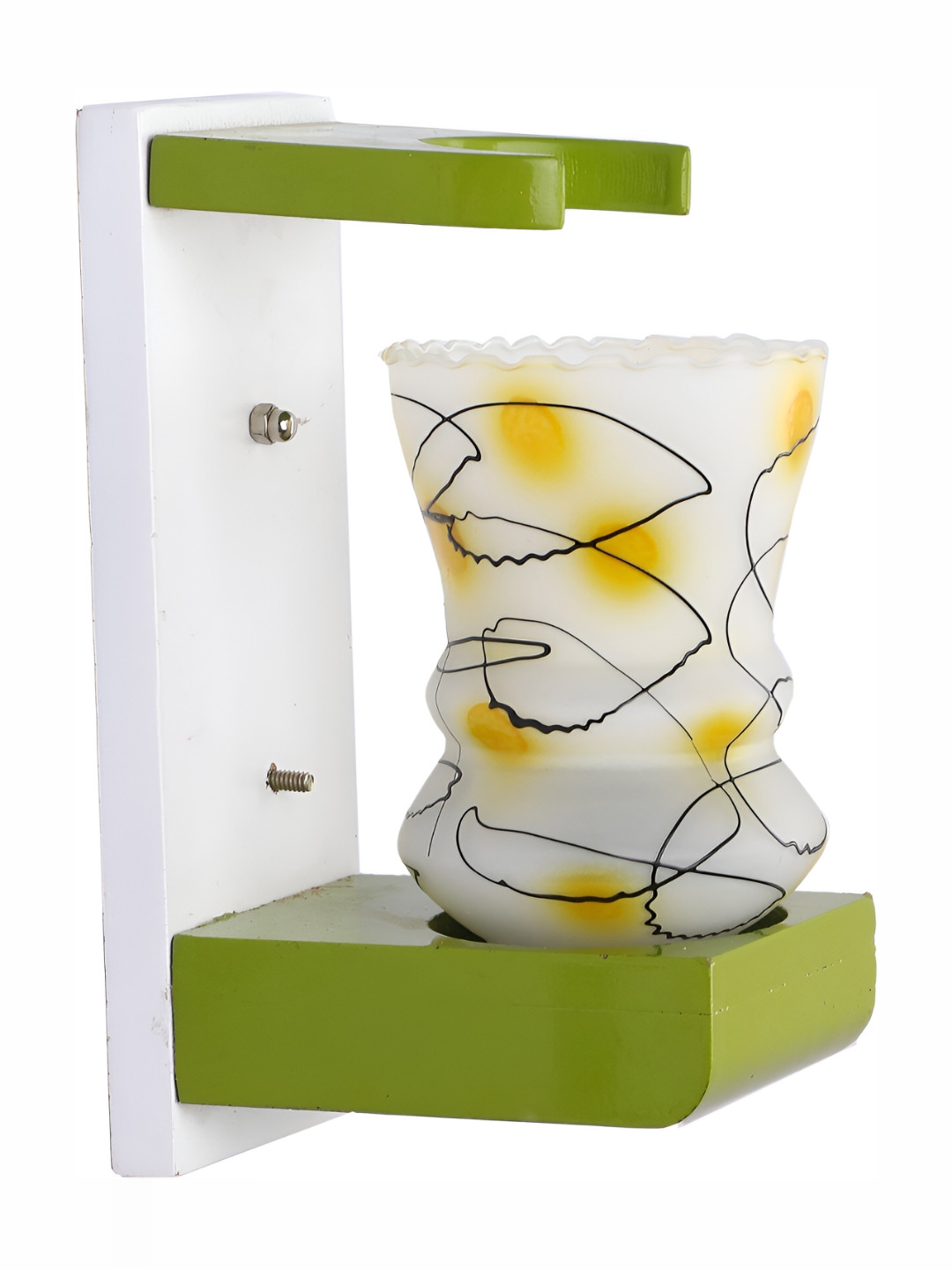 

1ST TIME White & Yellow Printed Abstract Shaped Glass Wall Lamp