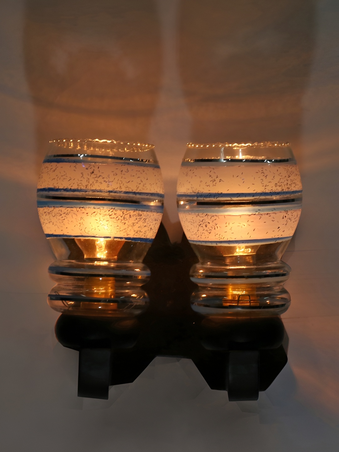 

1ST TIME Blue & Silver-Toned Textured Glass Contemporary Bell Shaped Wall Lamp