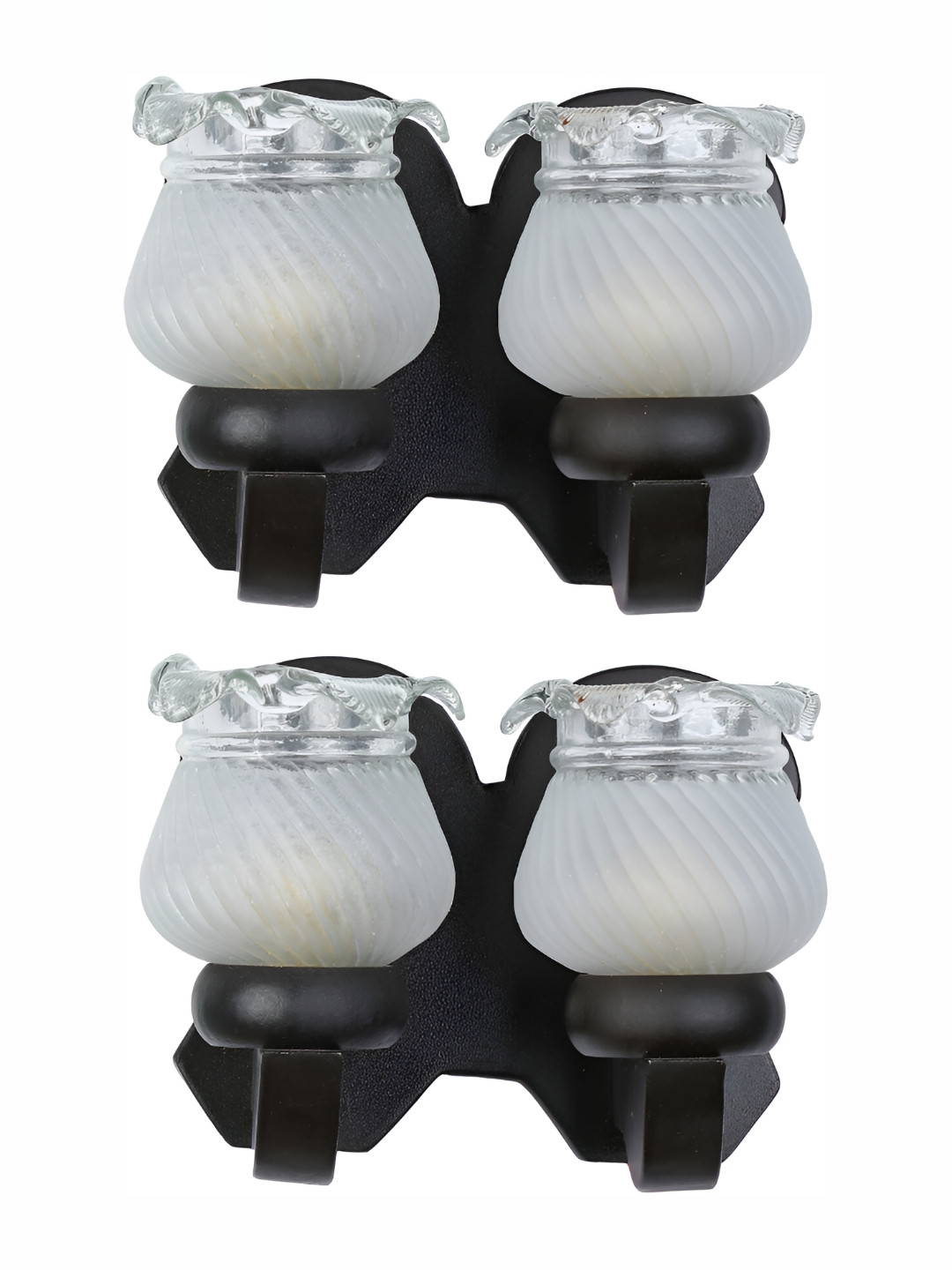 

1ST TIME White & Black 2 Pieces Textured Glass Contemporary Wall Lamps