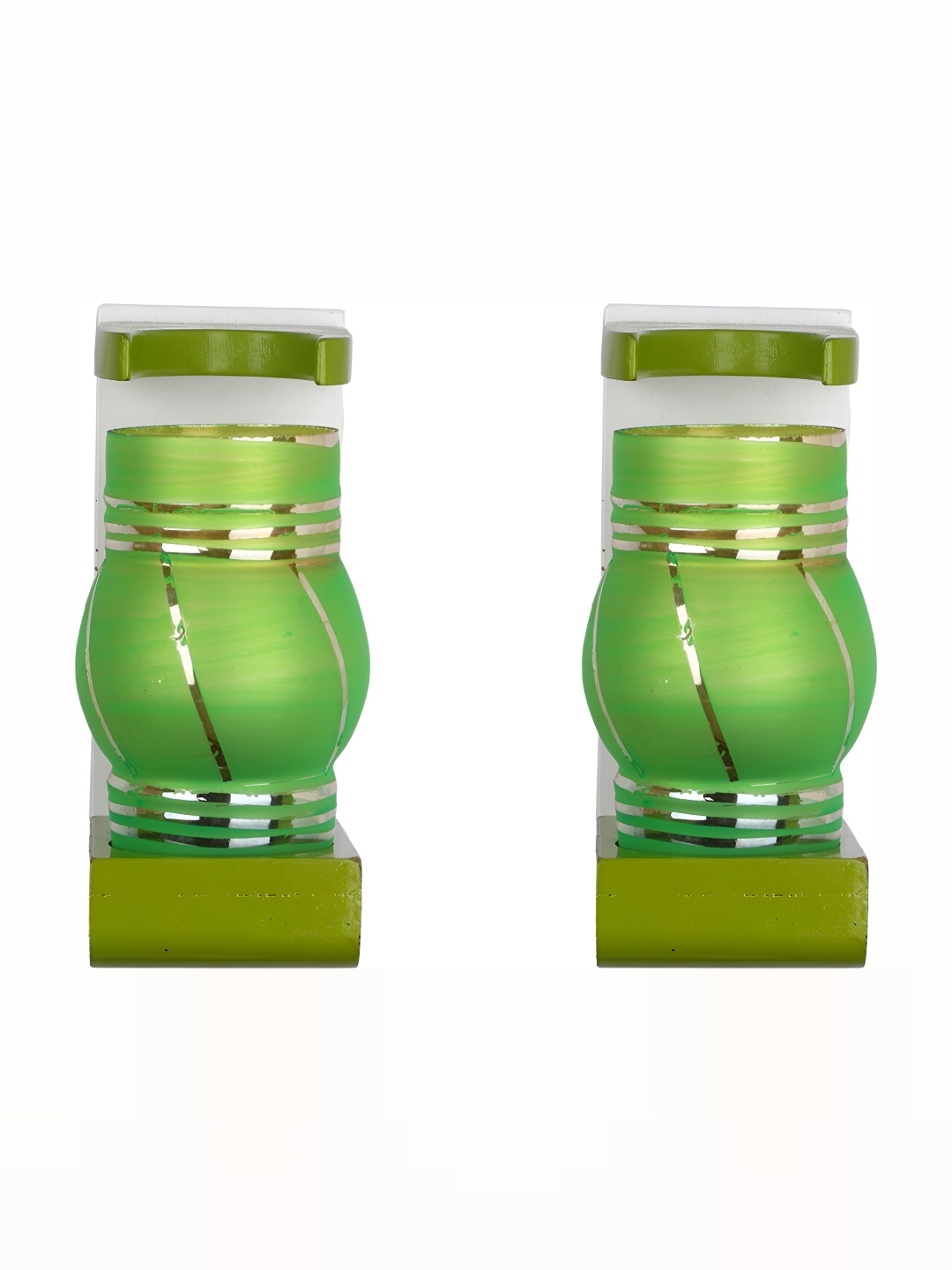 

1ST TIME Green & Gold-Toned 2 Pieces Printed Glass Contemporary Abstract Wall Lamps