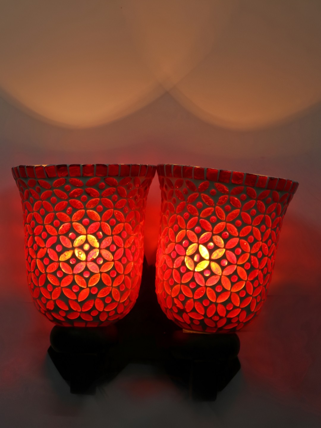 

1ST TIME White & Brown Printed Glass Contemporary Bell Shaped Wall Lamp