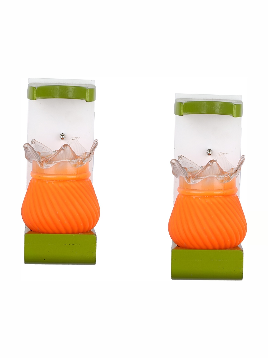 

1ST TIME Orange & White 2 Pieces Textured Glass Contemporary Wall Lamp