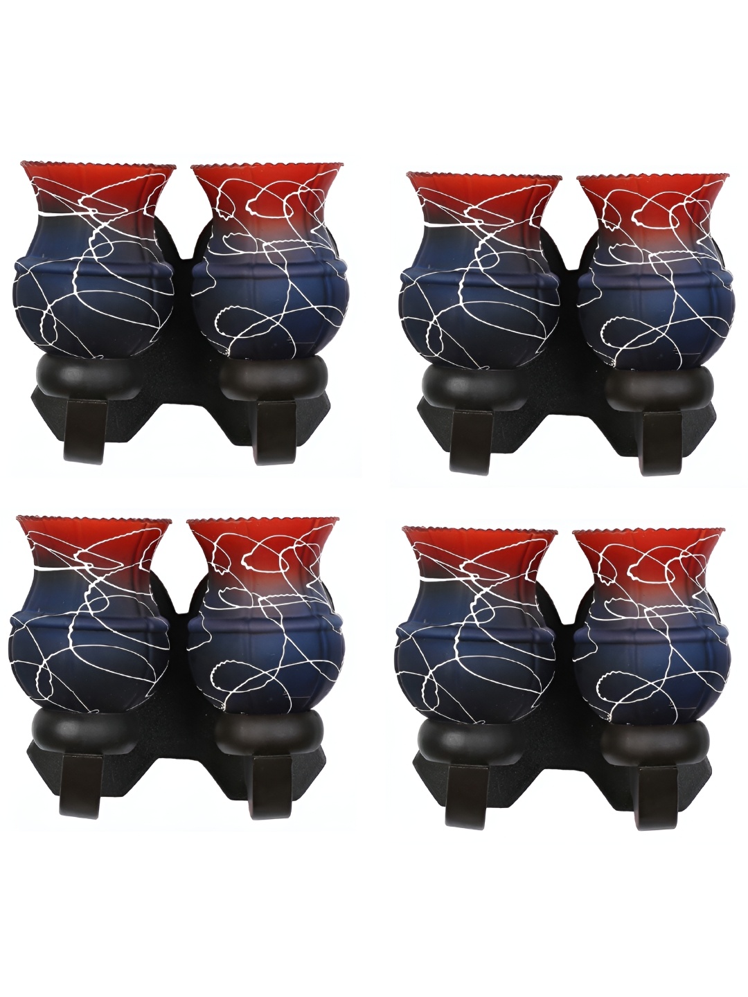 

1ST TIME Blue & Red 4 Pcs Textured Glass Contemporary Wall Lamp