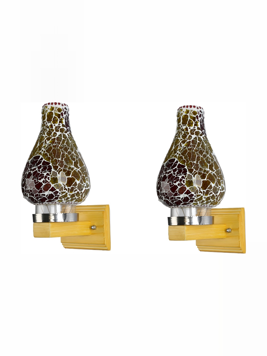 

1ST TIME White & Brown 2 Pieces Textured Glass Abstract Shaped Wall Lamp